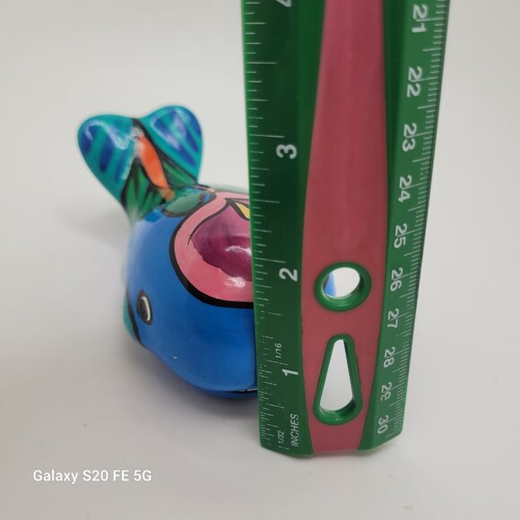 Mexican Pottery Whale Hand Painted Blue - Picture 8 of 8